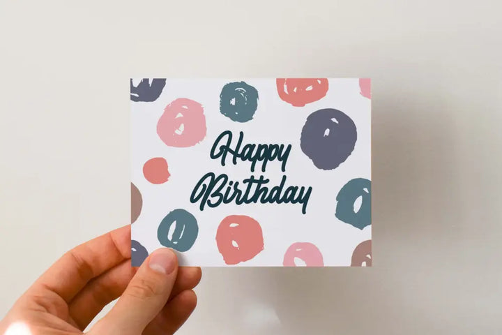 Birthday Card Brushed Dots Single / Coral