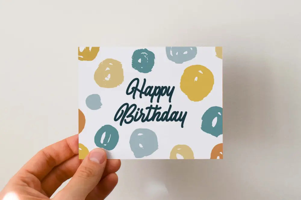 Birthday Card Brushed Dots Single / Mustard
