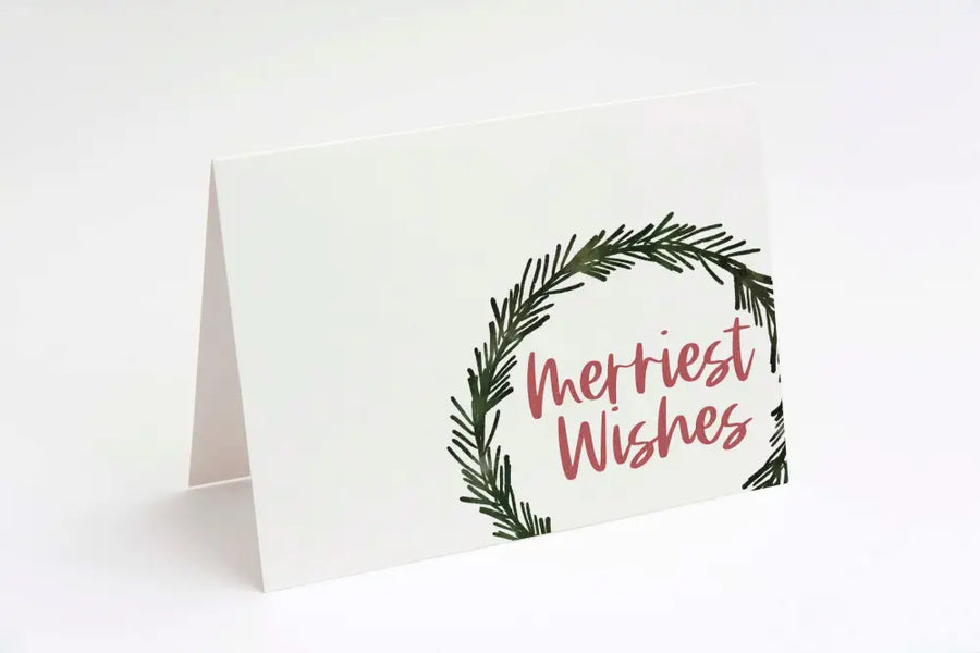Holiday Card Merriest Wishes Wreath