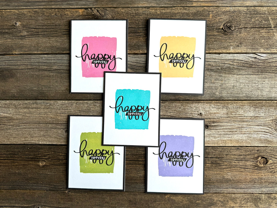 Handmade Birthday Card Assorted Set, Modern Birthday Paint Swipe