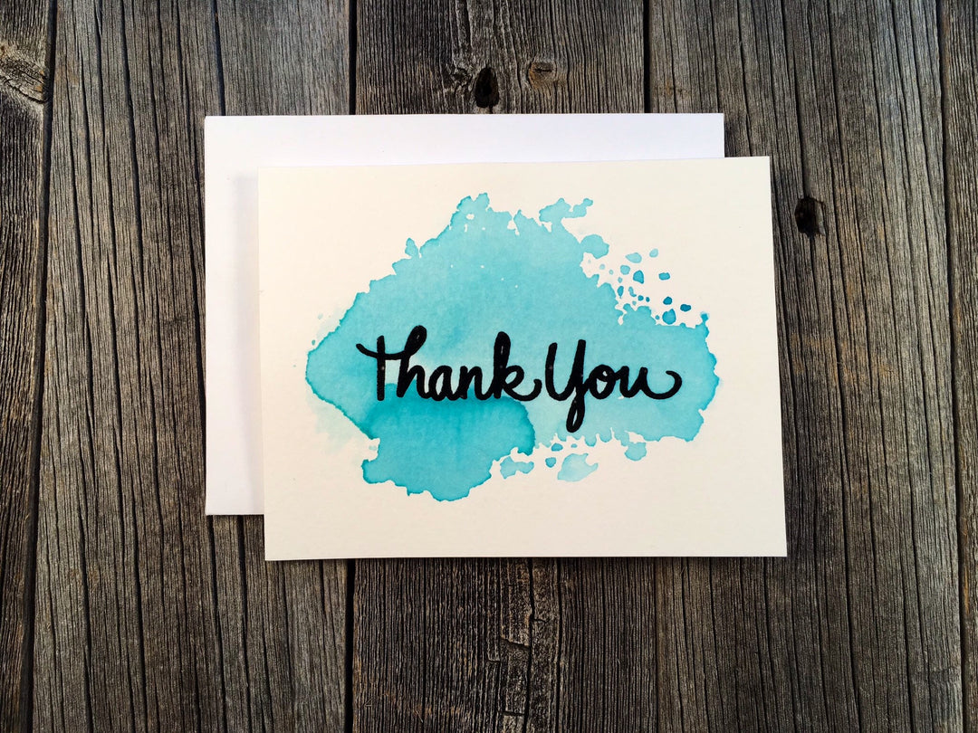 Handmade Thank You Card Assorted Set, Watercolor Splash Black