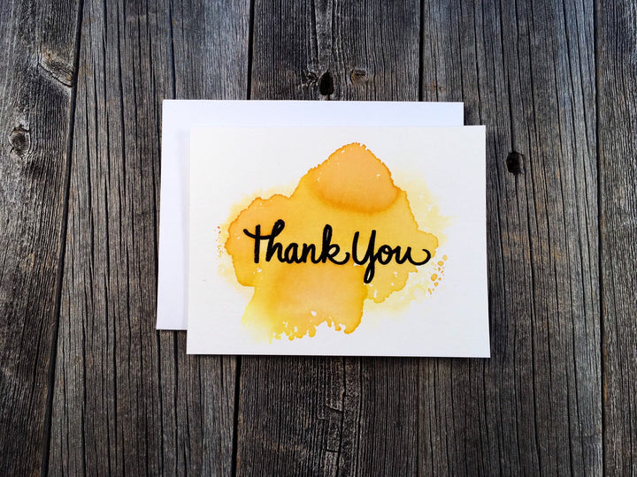 Handmade Thank You Card Assorted Set, Watercolor Splash Black