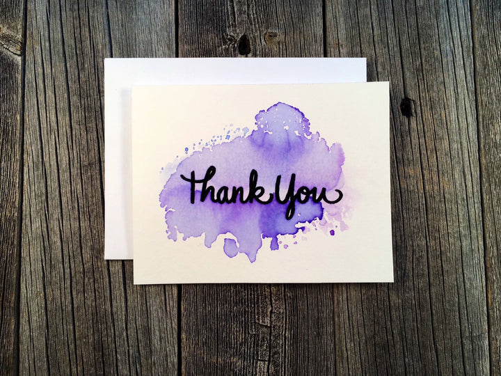 Handmade Thank You Card Assorted Set, Watercolor Splash Black