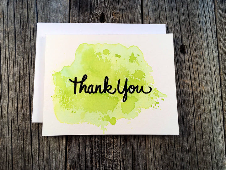 Handmade Thank You Card Assorted Set, Watercolor Splash Black