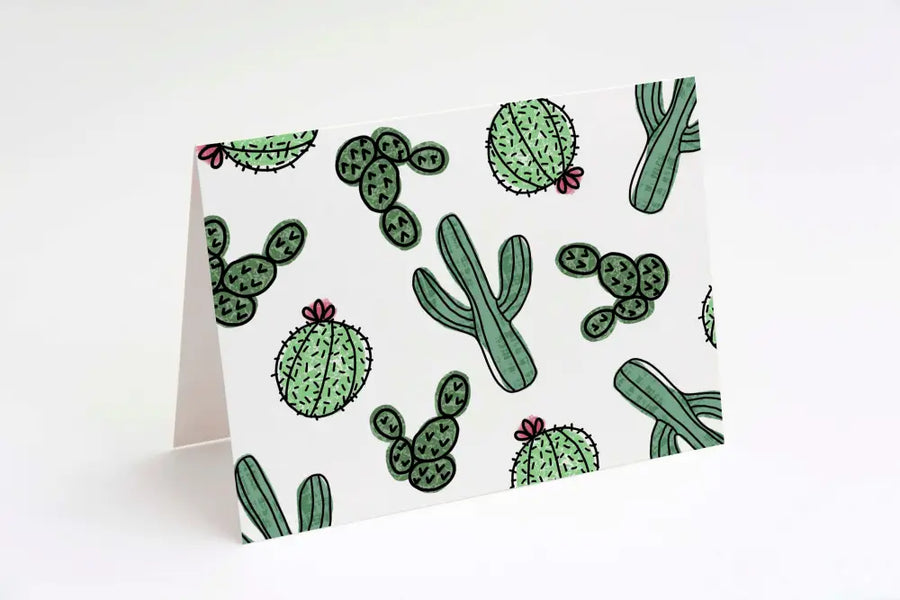 Any Occasion Card Cute And Wonky Cacti Print