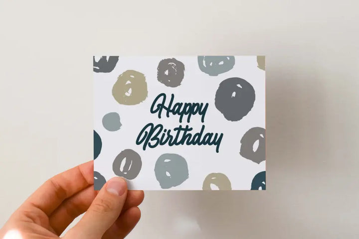 Birthday Card Brushed Dots Single / Gray
