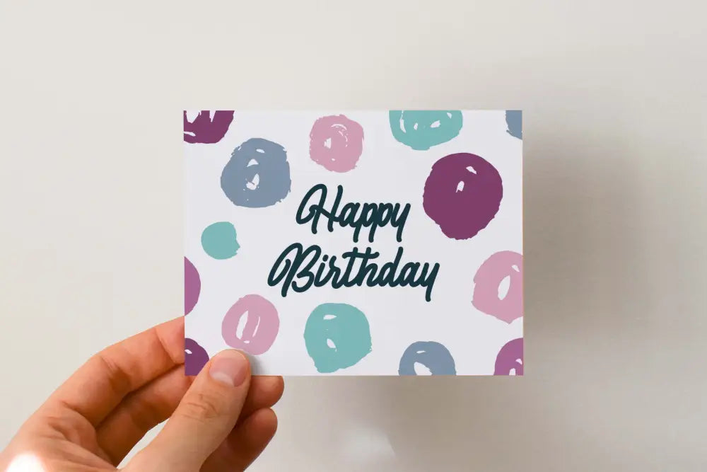 Birthday Card Brushed Dots Single / Plum