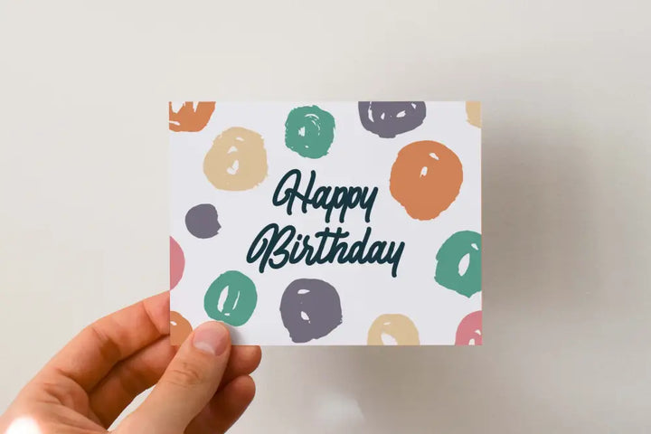 Birthday Card Brushed Dots Single / Retro