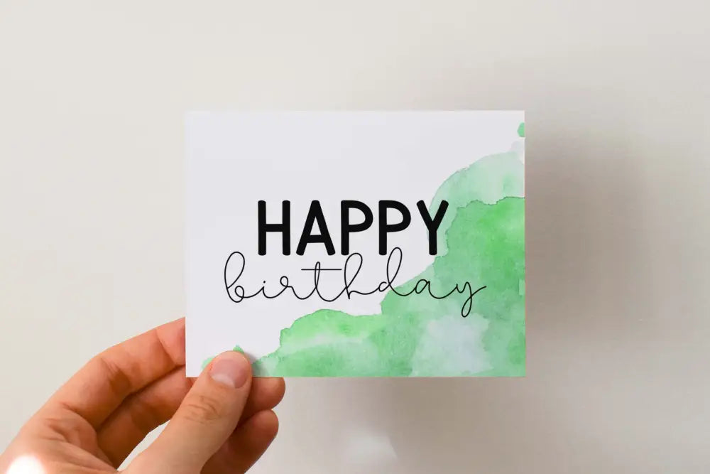 Birthday Card Watercolor Print Single / Green