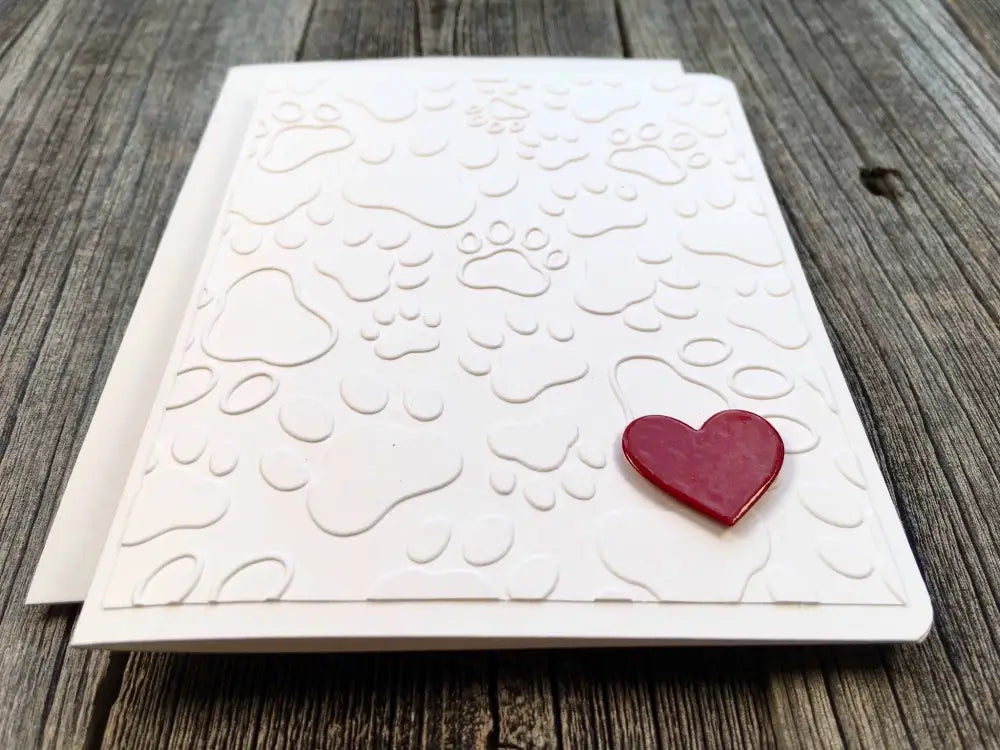 Handmade Any Occasion Card Embossed Paw Prints