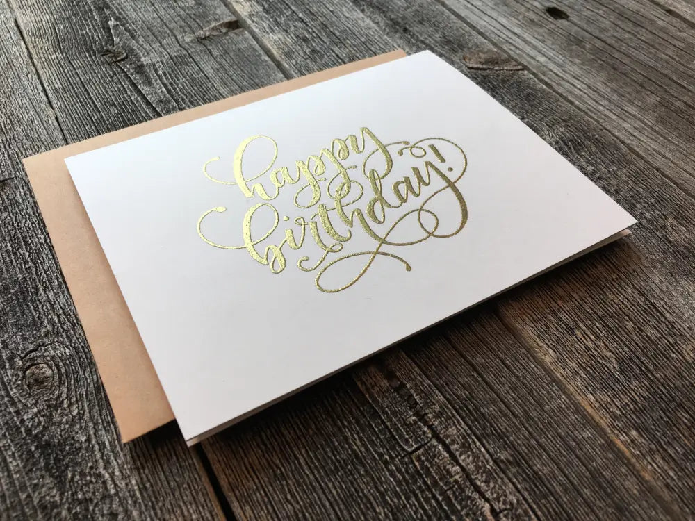 Handmade Birthday Card Gold Embossed