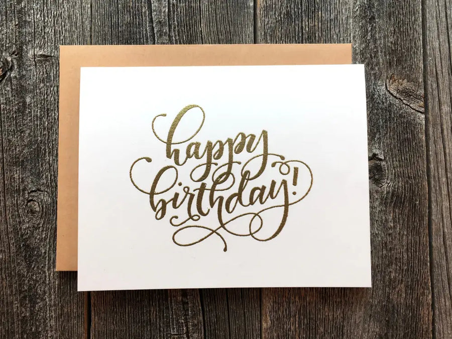 Handmade Birthday Card Gold Embossed