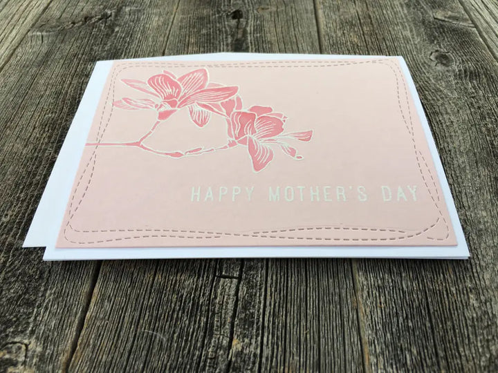 Handmade Mothers Day Card Hand Painted Flower