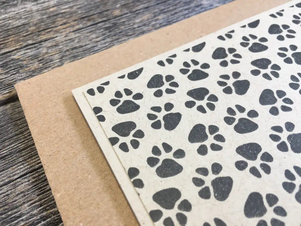 Handmade Pet Sympathy Card Black And Kraft Paw Prints