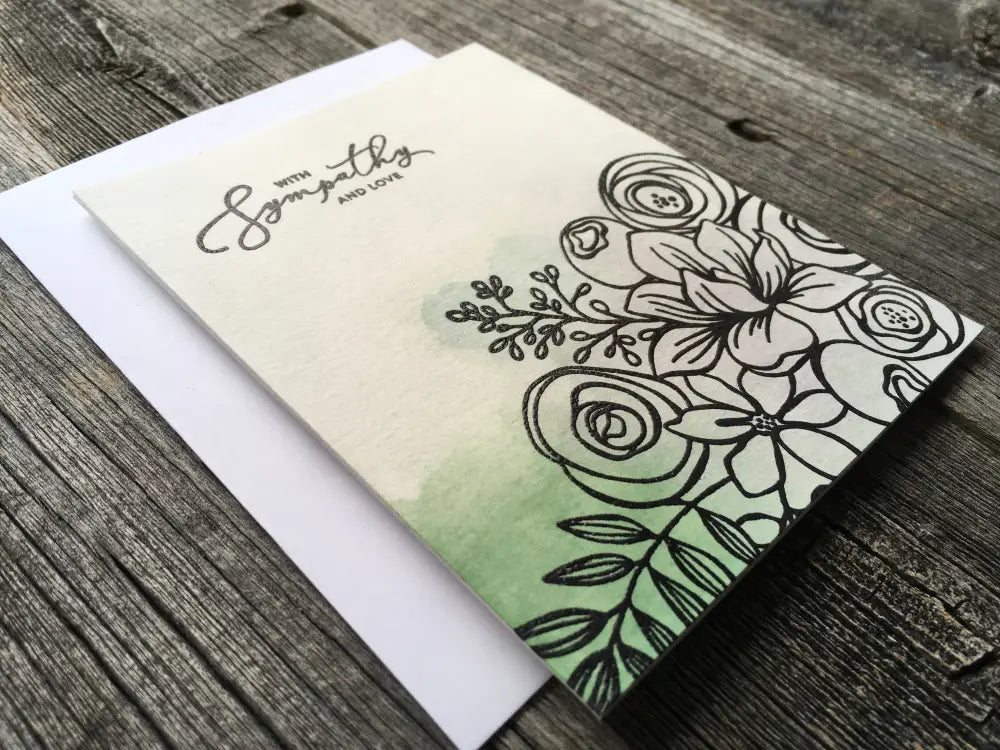 Handmade Sympathy Card Hand Painted Watercolor Flowers
