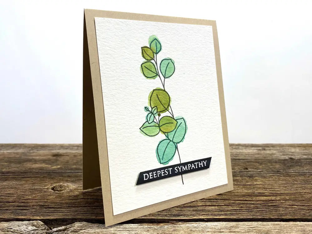 Handmade Sympathy Card Watercolor Eucalyptus