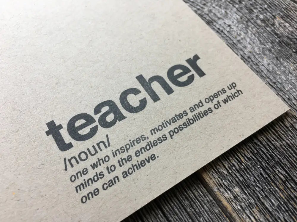 Handmade Teacher Card Black And Kraft