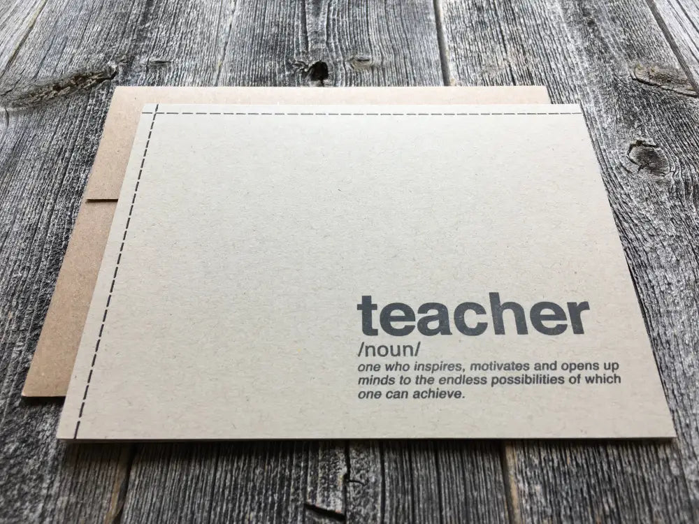 Handmade Teacher Card Black And Kraft