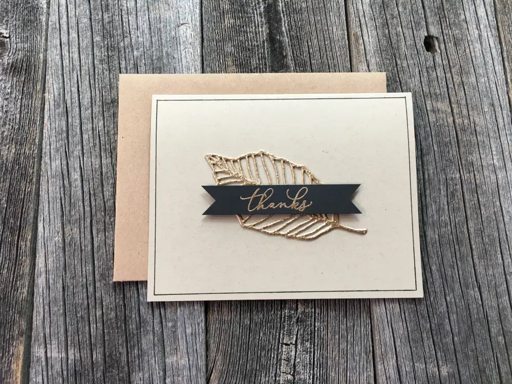 Handmade Thank You Card Gold Leaf