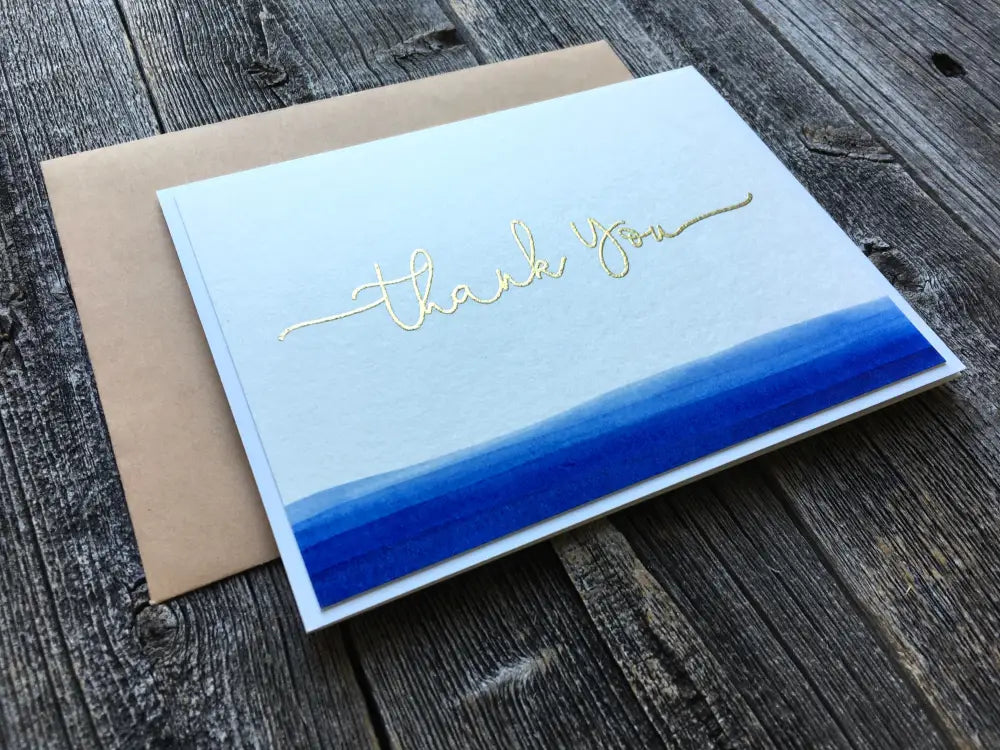 Handmade Thank You Card Hand Painted Faux Dip Dye