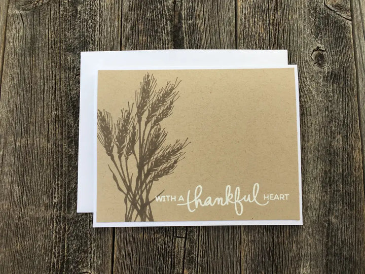 Handmade Thank You Card Wheat Stalks