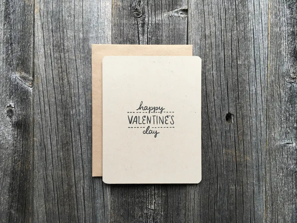 Handmade Valentines Day Card Black And Kraft Minimalist