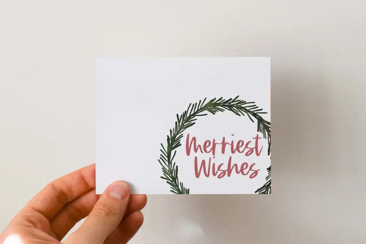 Holiday Card Merriest Wishes Wreath