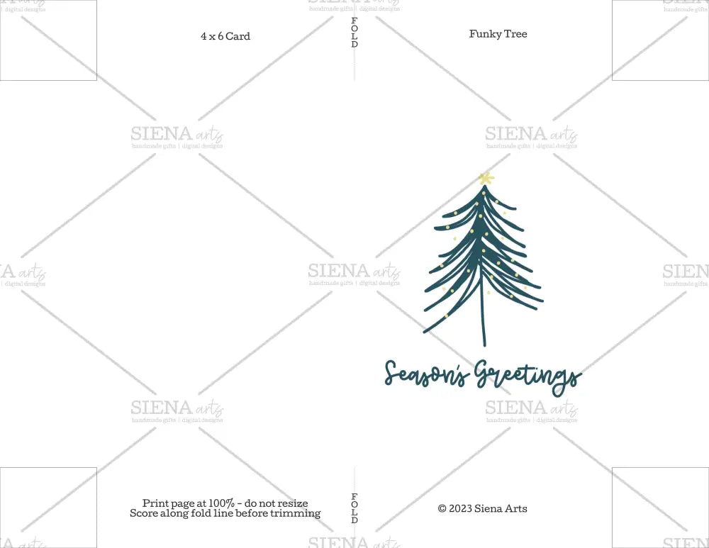 Instant Download Christmas Card Funky Tree