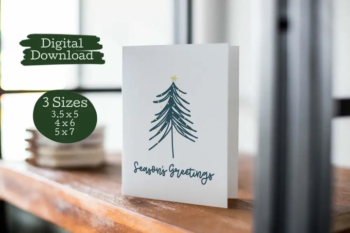 Instant Download Christmas Card Funky Tree