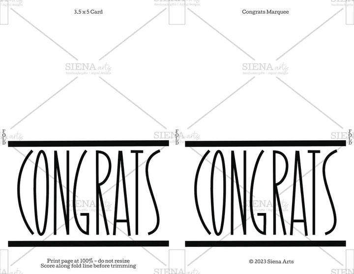 Instant Download Congratulations Card Marquee