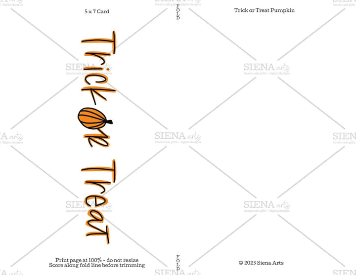 Instant Download Halloween Card Trick Or Treat Pumpkin