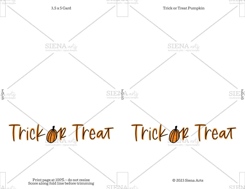 Instant Download Halloween Card Trick Or Treat Pumpkin