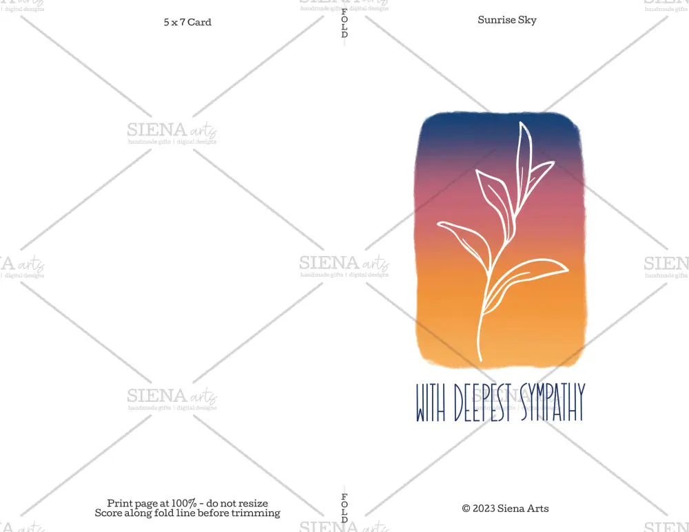 Instant Download Sympathy Card Sunrise Sky