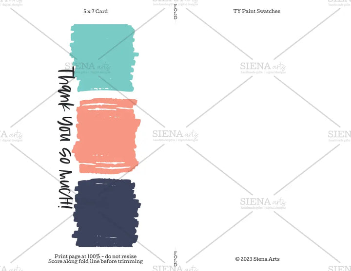 Instant Download Thank You Card Paint Swatches