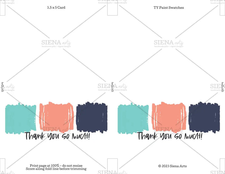 Instant Download Thank You Card Paint Swatches