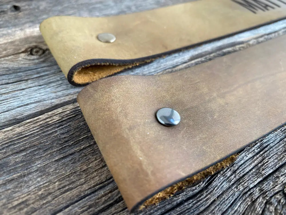 Personalized Distressed Leather Bookmark With Pen Holder