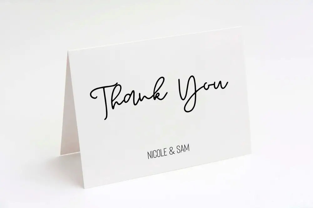 Personalized Thank You Card Black And White Script