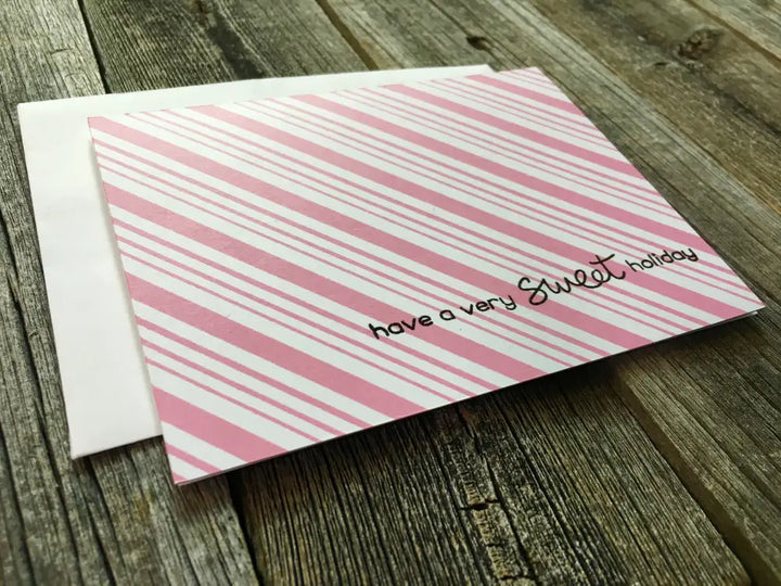 Set Of 5 Handmade Holiday Cards Candy Cane Stripes