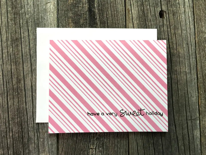 Set Of 5 Handmade Holiday Cards Candy Cane Stripes