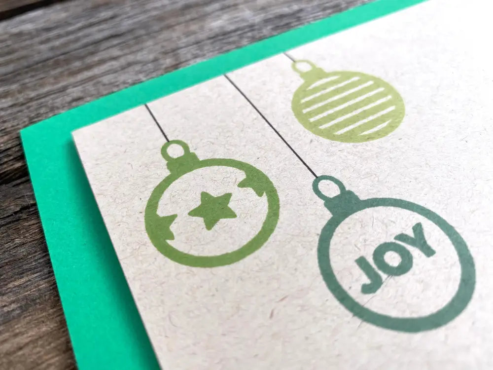 Set Of 5 Handmade Holiday Cards Minimalist Ornaments