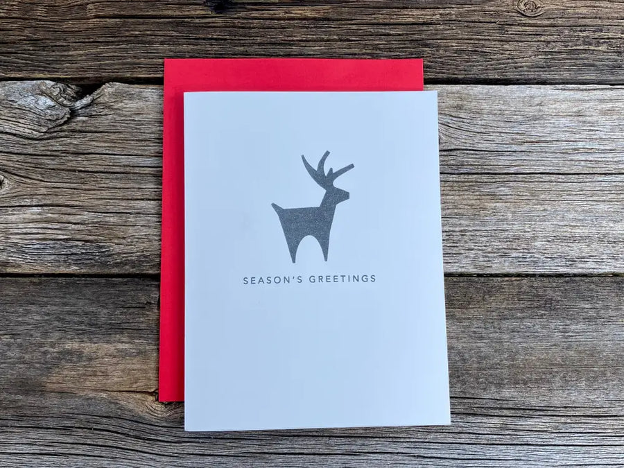 Set Of 5 Handmade Holiday Cards Minimalist Reindeer