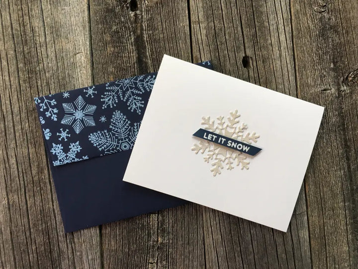 Set Of 5 Handmade Holiday Cards Minimalist Snowflake