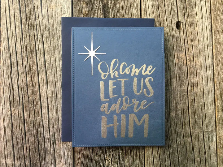 Set Of 5 Handmade Holiday Cards Oh Come Let Us Adore Him