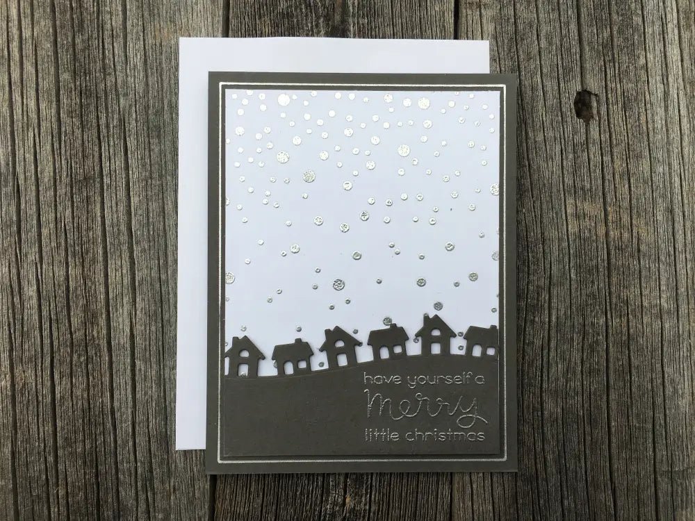 Set Of 5 Handmade Holiday Cards Snowy Village