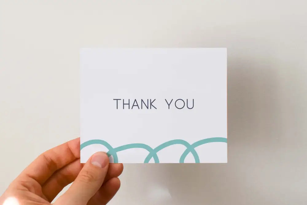 Thank You Card Doodled Scribbles Single / Blue