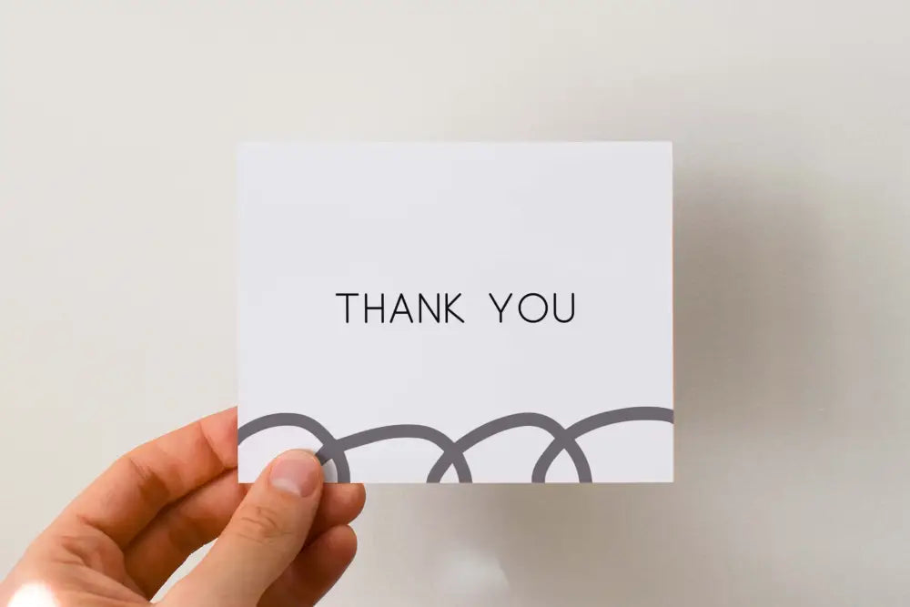 Thank You Card Doodled Scribbles Single / Gray
