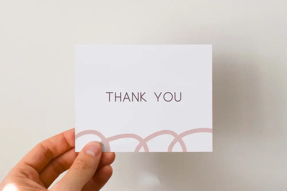 Thank You Card Doodled Scribbles Single / Pink